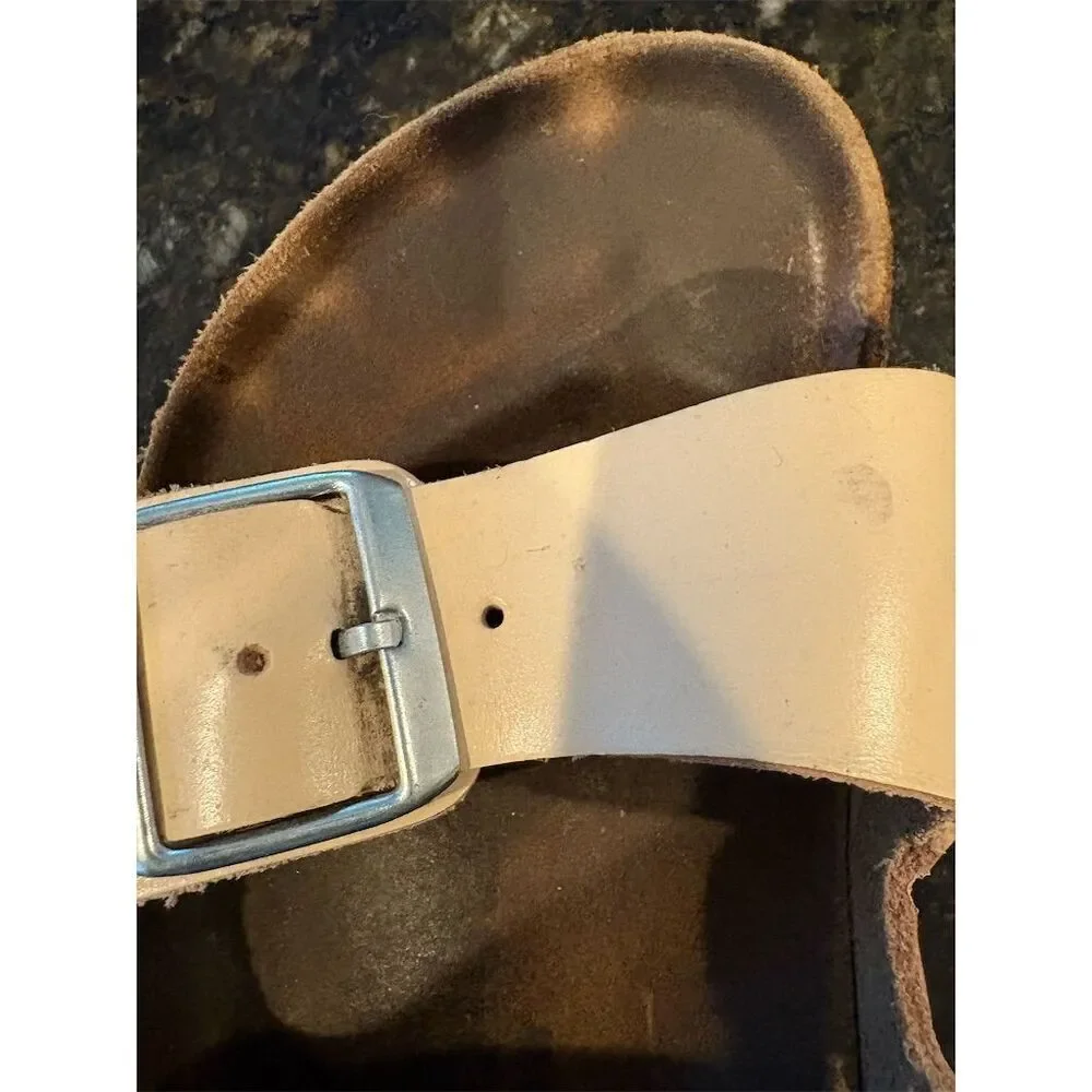 Birkenstock Arizona Women's Sandals Size 6 Ivory Leather Slip-On - Picture 15 of 16